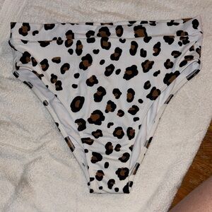 Leopard Print High-Waisted Bikini Bottom, XL